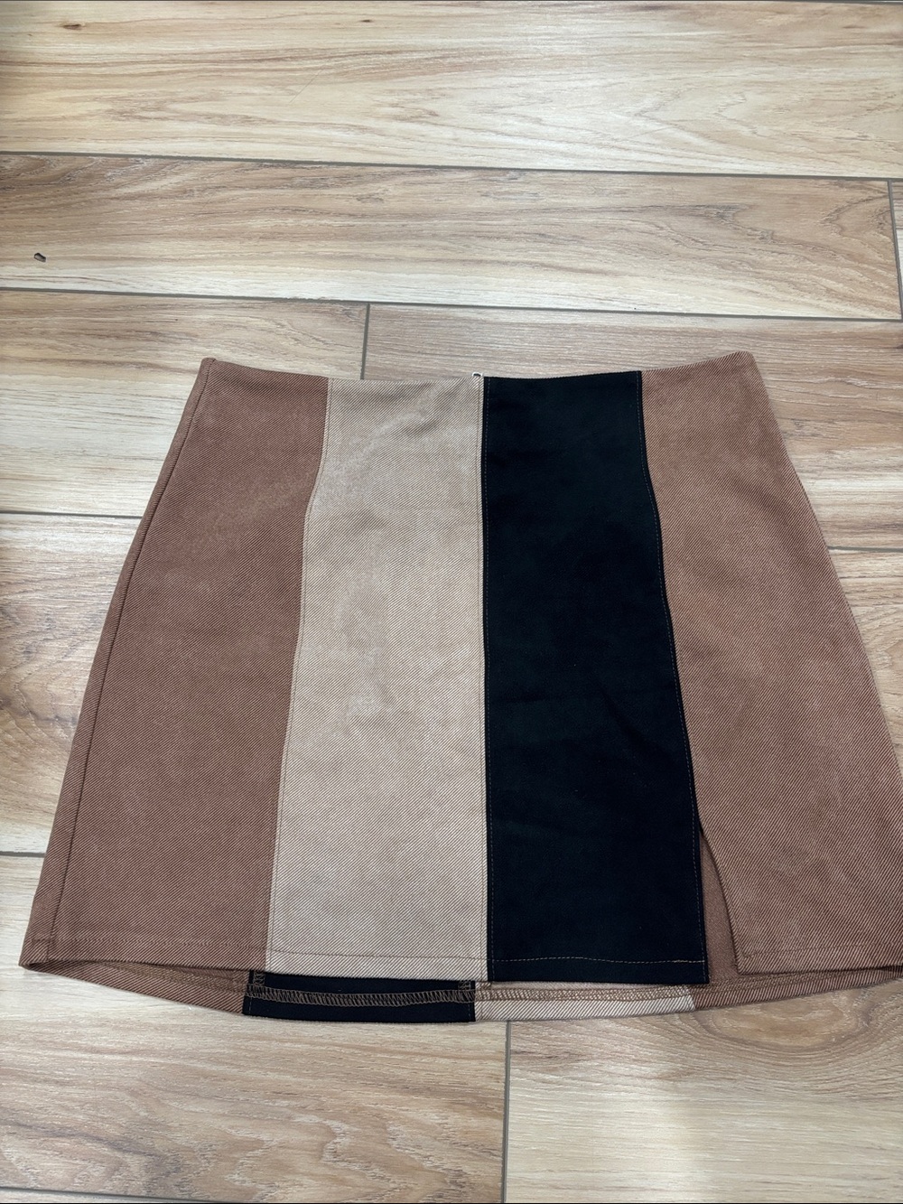 Altar'd State Brown, Beige & Black Colorblock Mini Skirt